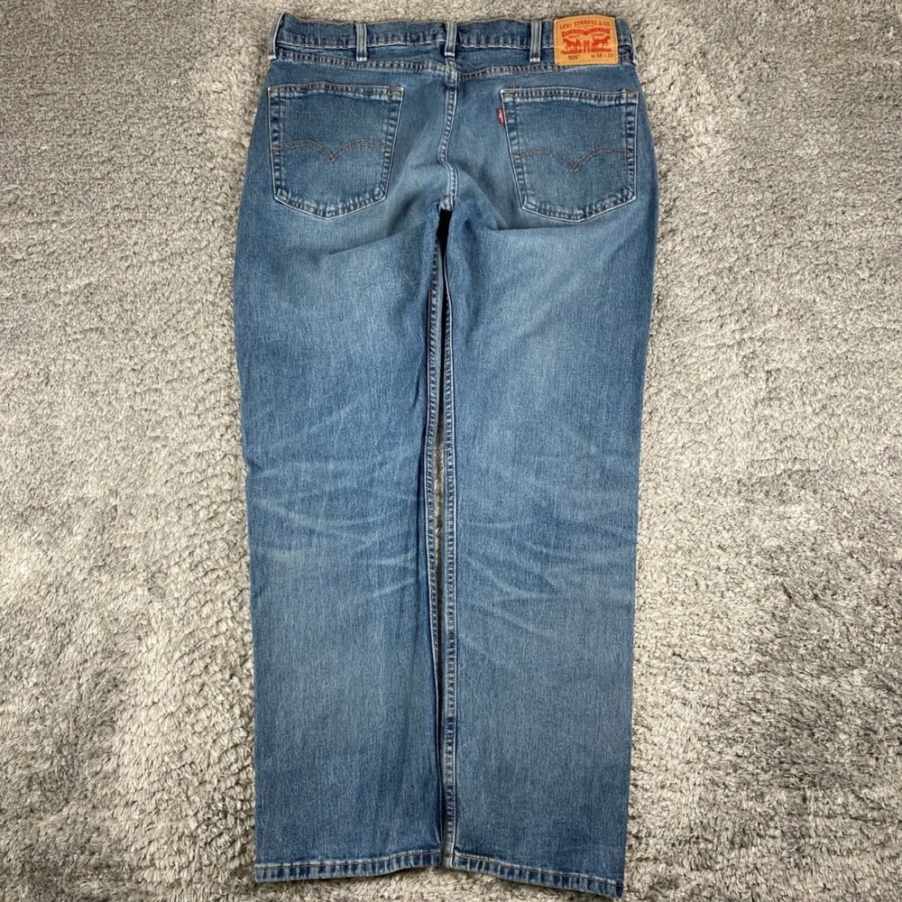 Levi's 505 Jeans Men 38x30 Blue Denim Regular Fit Straight Leg Cotton Blend Pant